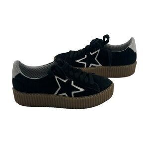 The Shoe Box Black Suede Star Platform Sneakers Size 36 Women’s